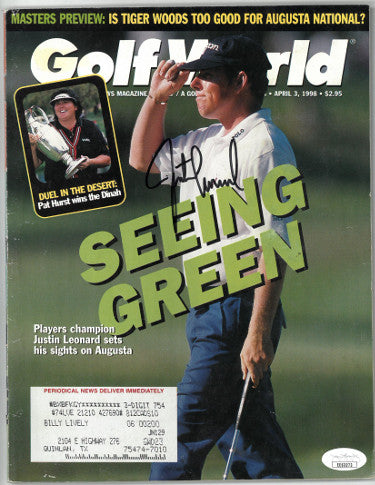 Justin Leonard Autographed Golf World Full Magazine 4/3/1998- JSA #EE63273 (Masters @ Augusta)-Powers Sports Memorabilia