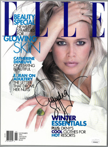 Claudia Schiffer Autographed Elle Full Magazine November 1995- JSA #EE60259 (no label)-Powers Sports Memorabilia