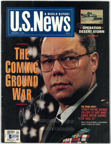 Colin Powell Autographed U.S. News & World Report Full Magazine 2/4/1991- Beckett/BAS #Q75456-Powers Sports Memorabilia