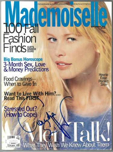 Claudia Schiffer Autographed Mademoiselle Full Magazine September 1994 cover damage/bends- JSA #EE60265 (no label)-Powers Sports Memorabilia