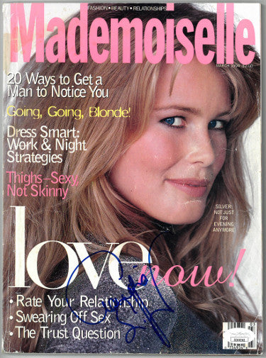 Claudia Schiffer Autographed Mademoiselle Full Magazine March 1994 cover damage/bends- JSA #EE60262 (no label)-Powers Sports Memorabilia