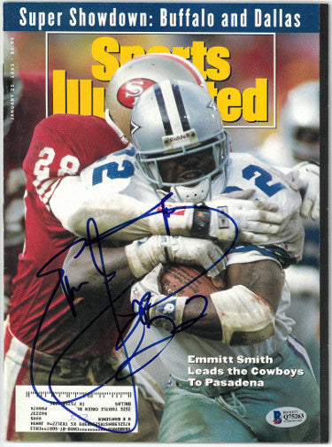 Emmitt Smith Autographed Sports Illustrated Full Magazine 1/25/1993- Beckett/BAS #Q75263 (Dallas Cowboys)-Powers Sports Memorabilia