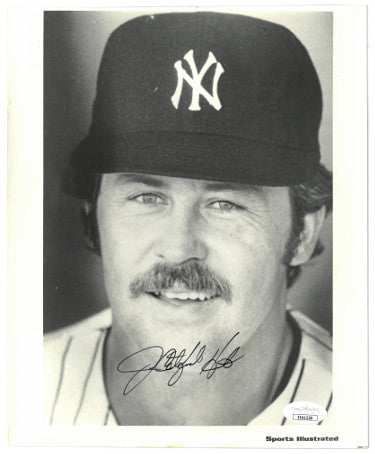Jim Catfish Hunter Autographed Rare Vintage Sports Illustrated B&W 8x10 Photo Imperfections- JSA #EE41559 (New York Yankees)-Powers Sports Memorabilia