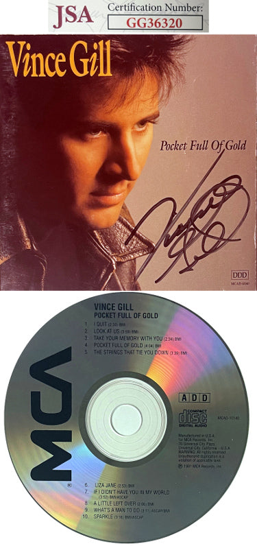 Vince Gill Autographed 1991 Pocket Full Of Gold Album Cover Booklet w/ CD & Case- JSA #GG36320-Powers Sports Memorabilia