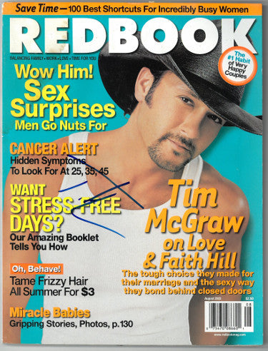 Tim McGraw Autographed Redbook Full Magazine August 2003 cover stain- JSA #DD63024 (no label)-Powers Sports Memorabilia