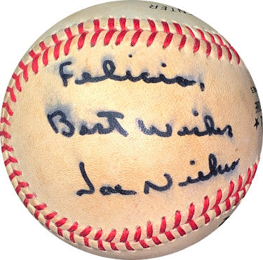Joe Niekro Autographed ROAL Rawlings Official American League Baseball toned To Felicia Best Wishes- JSA #II11014-Powers Sports Memorabilia