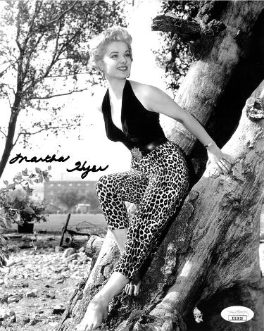 Martha Hyer Autographed Vintage B&W 8x10 Photo- JSA #II11026 (leopard pants)-Powers Sports Memorabilia