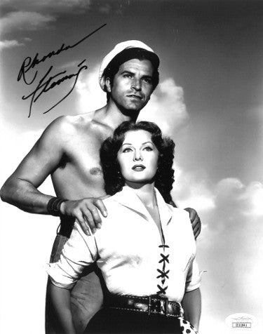 Rhonda Fleming Autographed Jivaro Vintage B&W 8x10 Photo- JSA #II11041 (w/ Fernando Lamas)-Powers Sports Memorabilia