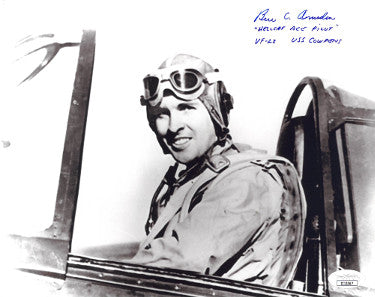 Ben Amsden Autographed Vintage WWII B&W 8x10 Photo Hellcat Ace Pilot VF-22 Cowpens- JSA #II11067-Powers Sports Memorabilia