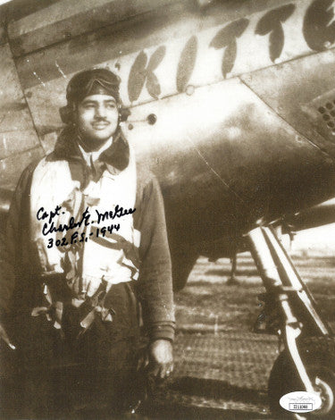 Charles E. McGee Autographed 8x10 Photo 302 F.S.- 1944- JSA #II11098 (Tuskegee Airman/Red Tails/WWII/Korea/Vietnam)-Powers Sports Memorabilia