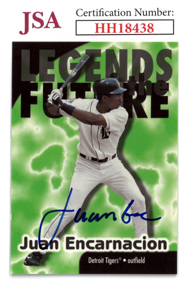 Juan Encarnacion Autographed 1998 Fleer Legends Future Rookie On Card Auto #143- JSA #HH18438 (Detroit Tigers)-Powers Sports Memorabilia