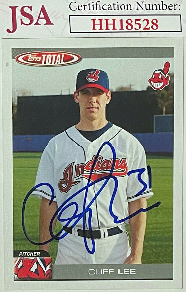 Cliff Lee Autographed 2004 Topps Total On Card Auto #141- JSA #HH18528 (Cleveland Guardians)-Powers Sports Memorabilia