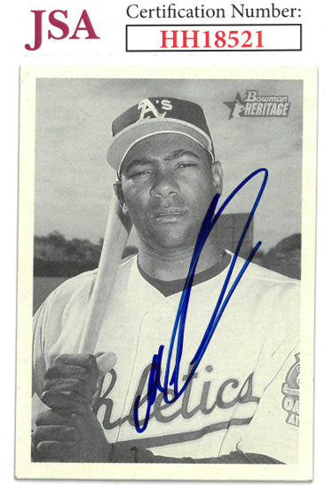 Miguel Tejada Autographed 2001 Bowman Heritage Baseball Card #15- JSA #HH18521 (On Card Auto/Oakland A's)-Powers Sports Memorabilia