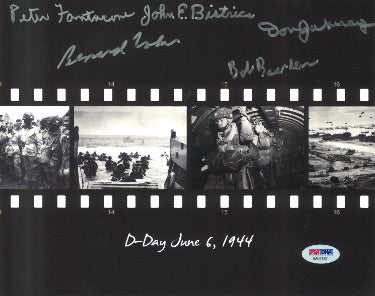 D-Day Veterans 8x10 Film Strip Photo 5 Autographed PSA-6/6/44-Bob Bearden/John Bistrica/Peter Fantacone/Don Jakeway/Bernard Nolan - CTBLa027628-Powers Sports Memorabilia