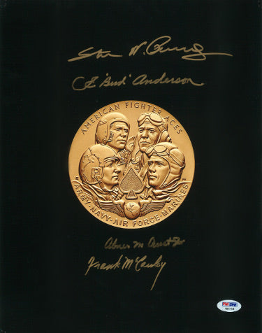 WWII Aces Congressional Gold Medal 11x14 Photo 4 Autographed PSA #AB11438- w/ Bud Anderson/Steve Pisanos/Frank McCauley/Abner Aust Jr-Powers Sports Memorabilia