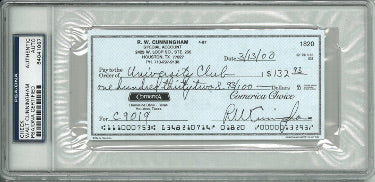Walt/RW Cunningham Autographed Personal Check #1820- PSA Encapsulated #84041067 (Apollo/Astronaut)-Powers Sports Memorabilia