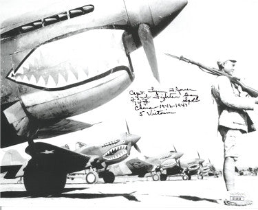 Lynn Jones Autographed WWII "Flying Tigers" 1942-43 Vintage B&W 8x10 Photo- JSA #II11552- 23rd Fighter Group 74th China/P-40 Warhawk-Powers Sports Memorabilia