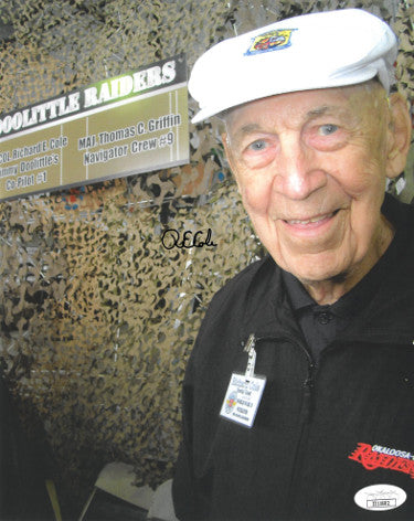 R.E. (Richard) Cole Autographed Doolittle Raiders WWII Weekend 8x10 Photo- JSA #II11602 (Jimmy Doolittle Co-Pilot)-Powers Sports Memorabilia