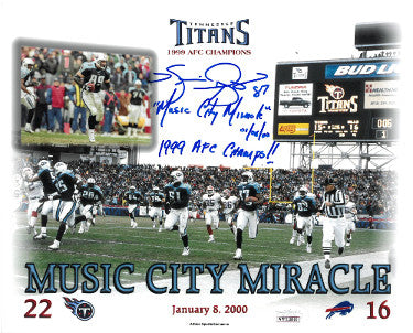 Music City Miracle w/ Kevin Dyson Autographed Tennessee Titans 16X20 Photo- JSA Witnessed- Music City Miracle/1/8/00/AFC/SB-Powers Sports Memorabilia