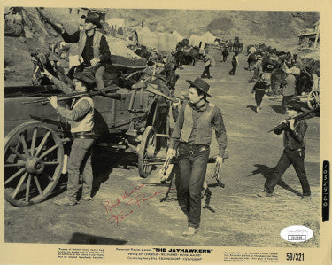 Fess Parker Autographed 1959 The Jayhawkers Vintage B&W 8x10 Photo Best Wishes- JSA #II11660- imperfect-Powers Sports Memorabilia