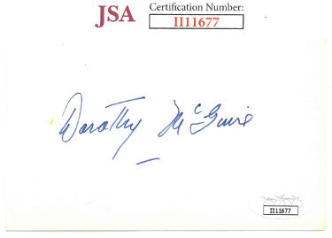 Dorothy McGuire Autographed 3x5 Index Card- JSA #II11677 (Ole Yeller/Gentleman's Agreement)-Powers Sports Memorabilia