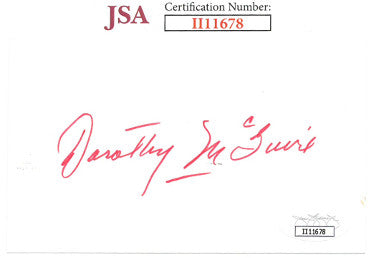 Dorothy McGuire Autographed 3x5 Index Card- JSA #II11678 (Ole Yeller/Gentleman's Agreement)-Powers Sports Memorabilia