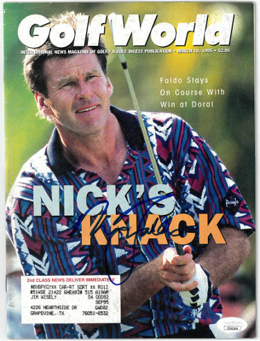 Nick Faldo Autographed Golf World Full Magazine 3/10/1995 minor wear- JSA #EE63300 (PGA Win @ Doral)-Powers Sports Memorabilia