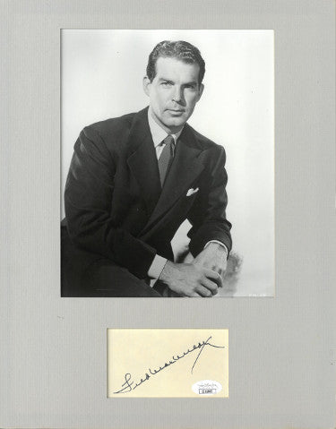 Fred MacMurray Autographed 3x5 Index Card w/ Hollywood B&W 8x10 Photo- Matted to 11x14- JSA #II11985-Powers Sports Memorabilia