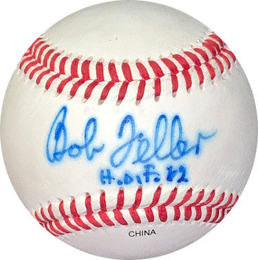 Bob Feller Autographed Wilson Official Collegiate Baseball HOF '62 bleed- JSA #II11971 (Cleveland Indians)-Powers Sports Memorabilia