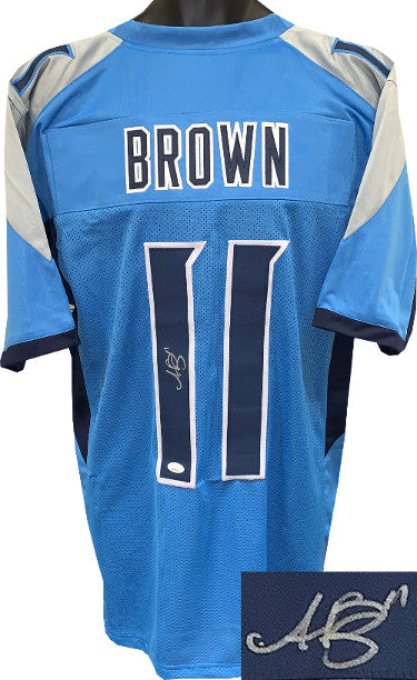 AJ (A.J.) Brown Autographed Light Blue Custom Stitched Pro Style Football Jersey #11 XL- JSA Witnessed-Powers Sports Memorabilia