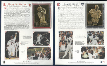 1998 Danbury Mint MLB Mark McGwire and Sammy Sosa Breaking The Home Run Record Collectors 22Kt Gold Book Set-Powers Sports Memorabilia