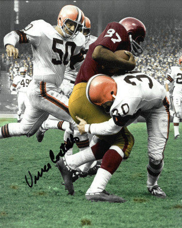 Vince Costello Autographed Cleveland Browns Vintage 8x10 Photo - COA - CTBL_028086-Powers Sports Memorabilia