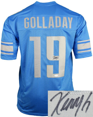 Kenny Golladay Autographed Blue Custom Stitched Pro Style Football Jersey #19- JSA Witnessed-Powers Sports Memorabilia