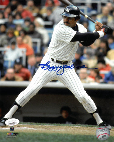 Reggie Jackson Autographed New York Yankees 8x10 Color Photo- JSA Witnessed (batting)-Powers Sports Memorabilia