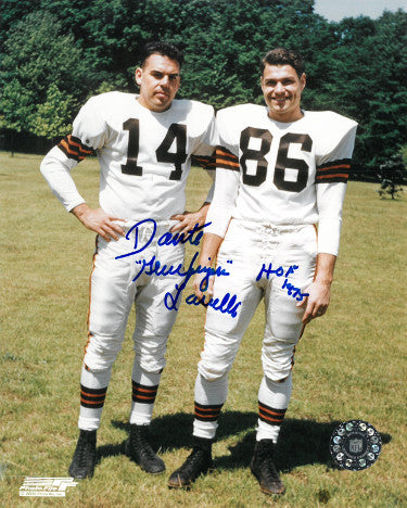 Dante Lavelli Autographed Cleveland Browns 8x10 Photo dual Gluefingers/HOF 1975-Powers Sports Memorabilia