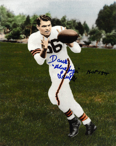 Dante Lavelli Autographed Cleveland Browns 8x10 Photo dual Gluefingers/HOF 1975 (catch/front)-Powers Sports Memorabilia