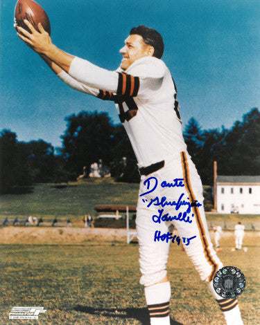 Dante Lavelli Autographed Cleveland Browns 8x10 Photo dual Gluefingers/HOF 1975 (catch/side view) - CTBL_028138-Powers Sports Memorabilia