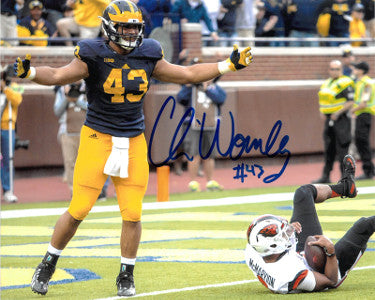 Chris Wormley Autographed Michigan Wolverines 8x10 Photo #43 (sack- horizontal)-Powers Sports Memorabilia