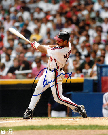 Carlos Baerga Autographed Cleveland Indians 8x10 Photo (white jersey)-Powers Sports Memorabilia