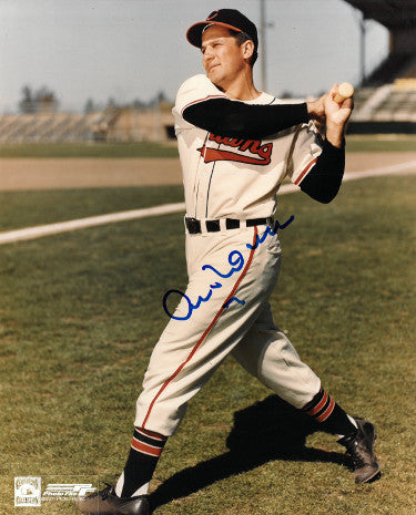 Al Rosen Autographed Cleveland Indians 8x10 Photo #7 (swing)-Powers Sports Memorabilia