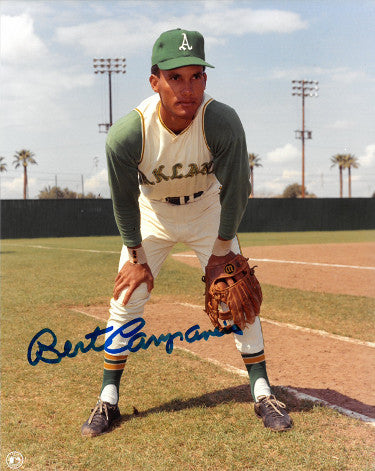 Bert Campaneris Autographed Oakland A's 8x10 Photo (fielding)-Powers Sports Memorabilia