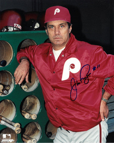 Jim Fregosi Autographed Philadelphia Phillies 8x10 Photo #11 (Manager/red jacket)-Powers Sports Memorabilia