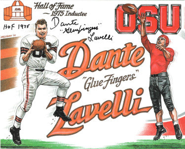 Dante Lavelli Autographed Ohio State Buckeyes/Cleveland Browns 8x10 Photo dual Gluefingers/HOF 1975 imperfect (artist collage)-Powers Sports Memorabilia
