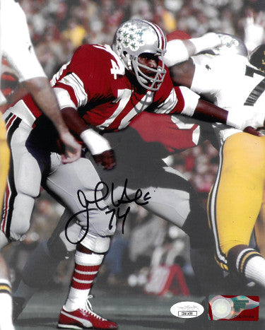 John Hicks Autographed Ohio State Buckeyes NCAA 8X10 Photo #74- JSA (1973 Lombardi/Outland Winner)-Powers Sports Memorabilia