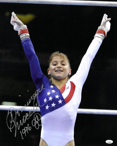 Dominique Moceanu Autographed 1996 Team USA Atlanta Olympics Gymnastic 16x20 Photo w/ inscription- JSA (Gold Medal/Magnificent Seven)-Powers Sports Memorabilia