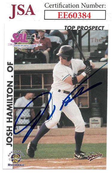 Josh Hamilton Autographed 2000 Minor League Baseball Card #15- JSA #EE60384 (Charleston RiverDogs)-Powers Sports Memorabilia