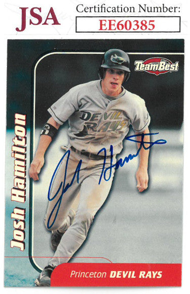 Josh Hamilton Autographed 1999 Team Best Minor League Baseball Card #25- JSA #EE60385 (Princeton Devil Rays)-Powers Sports Memorabilia
