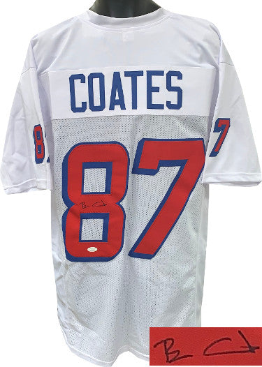 Ben Coates Autographed White Custom Stitched Pro Style Football Jersey XL- JSA Witnessed-Powers Sports Memorabilia