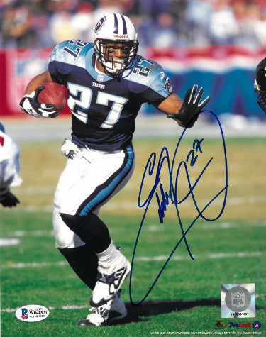 Eddie George Autographed Tennessee Titans NFL 8x10 Photo #27- Beckett Witnessed-Powers Sports Memorabilia