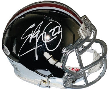 Eddie George Autographed Ohio State Buckeyes Riddell Chrome Mini Helmet #27- Beckett Witnessed (Heisman)-Powers Sports Memorabilia